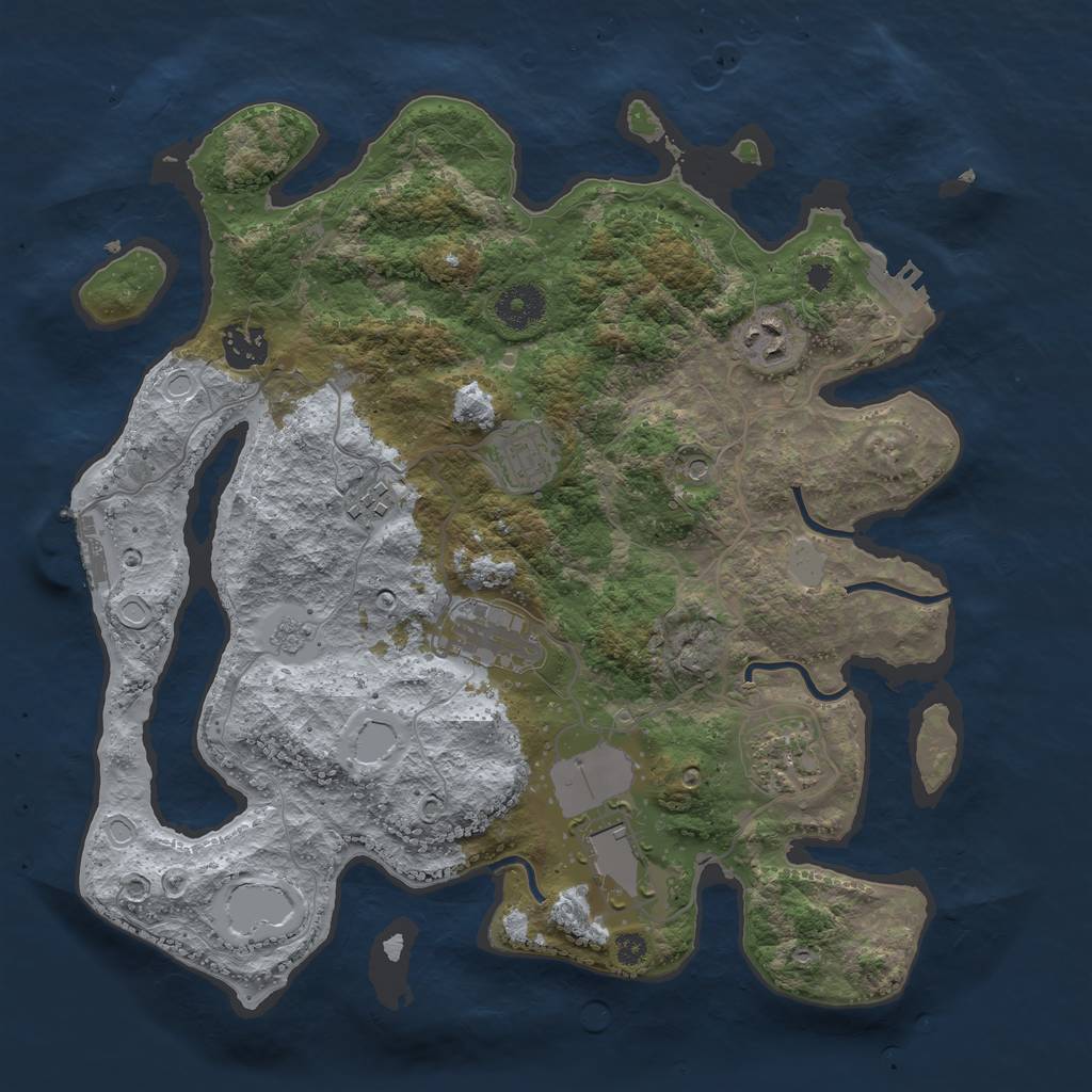 Rust Map: Procedural Map, Size: 3500, Seed: 593670, 14 Monuments
