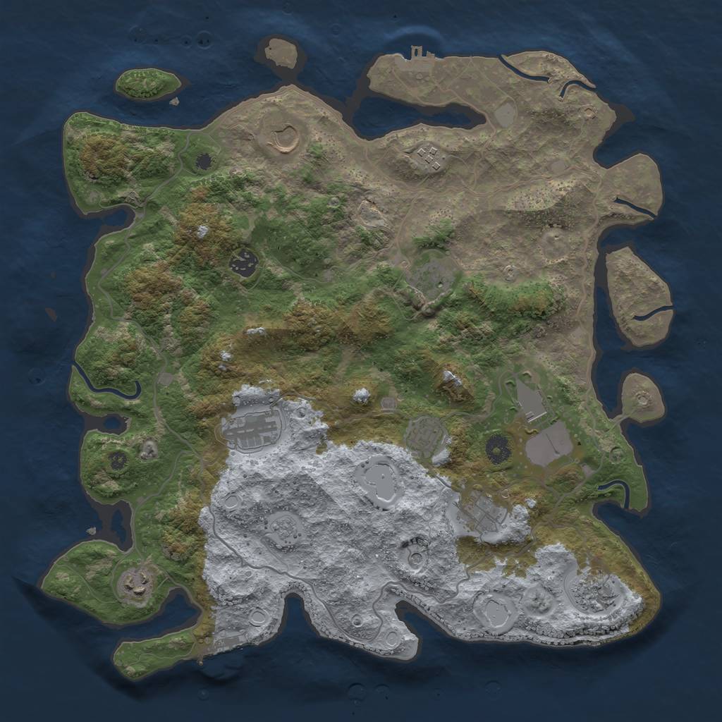 Rust Map: Procedural Map, Size: 4000, Seed: 1922856568, 17 Monuments