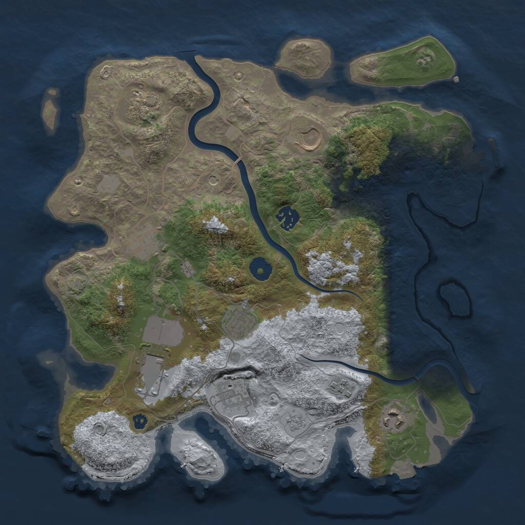 Rust Map: Procedural Map, Size: 3500, Seed: 130333061, 14 Monuments