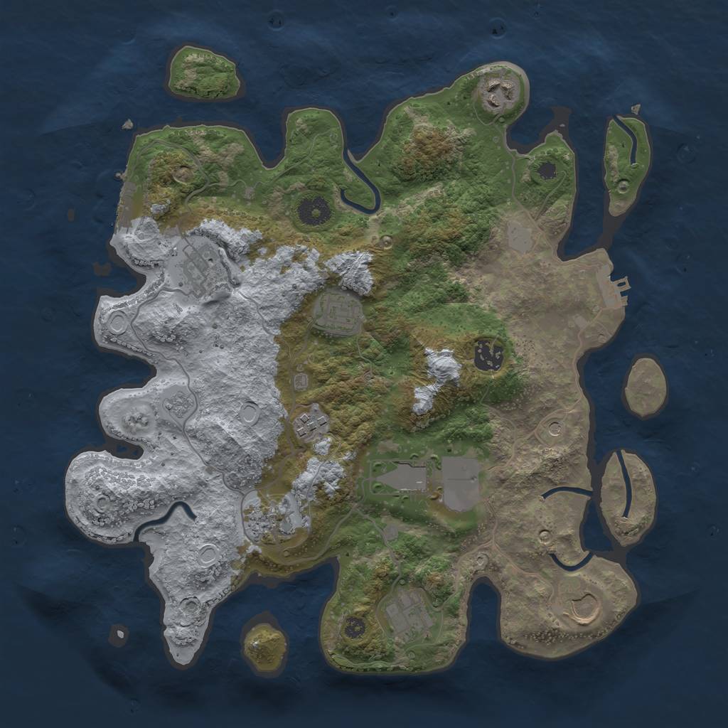 Rust Map: Procedural Map, Size: 3500, Seed: 43772242, 16 Monuments