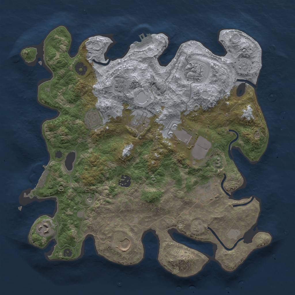 Rust Map: Procedural Map, Size: 3500, Seed: 2224389, 16 Monuments
