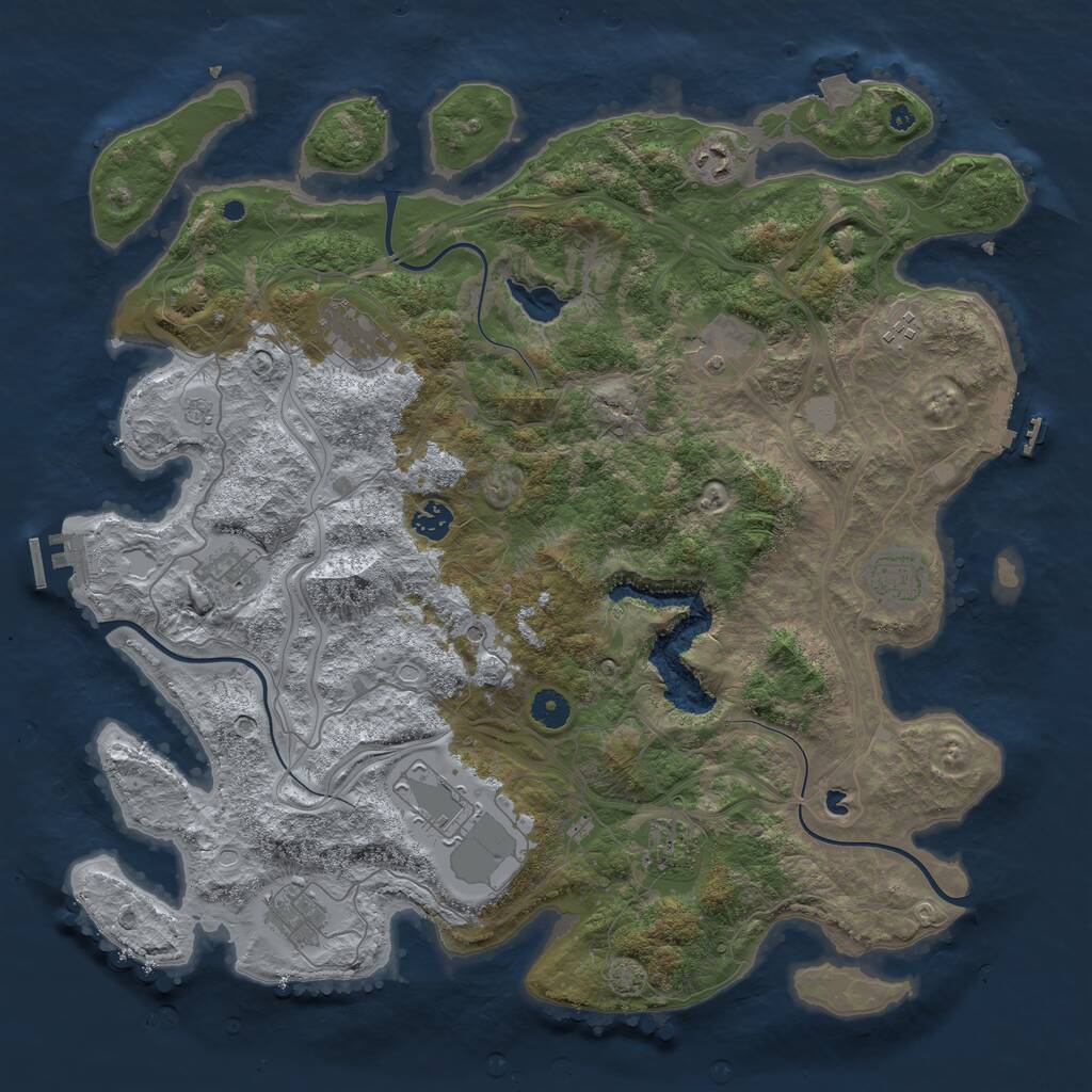 Rust Map: Procedural Map, Size: 4300, Seed: 80204135, 16 Monuments