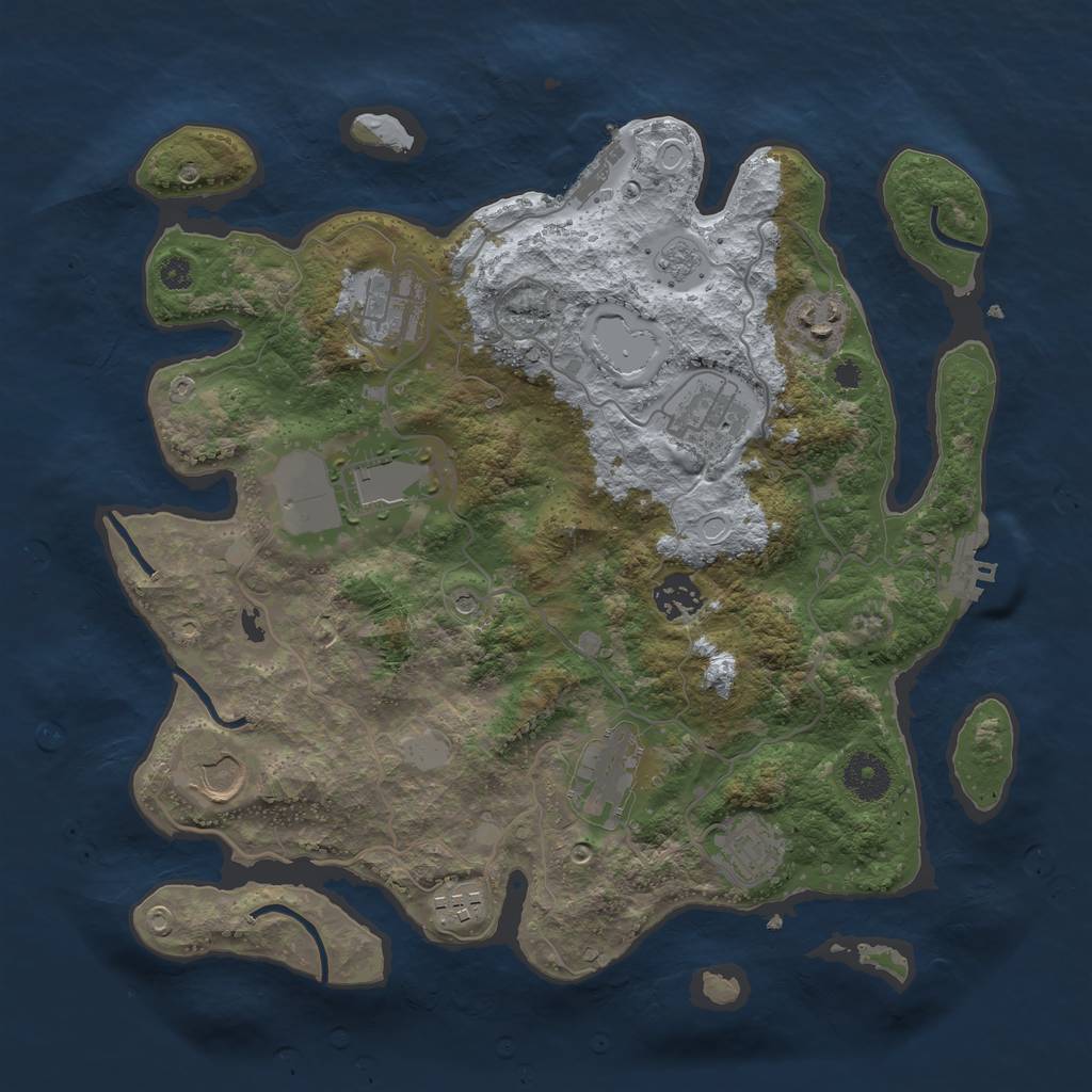 Rust Map: Procedural Map, Size: 3500, Seed: 1485484418, 16 Monuments