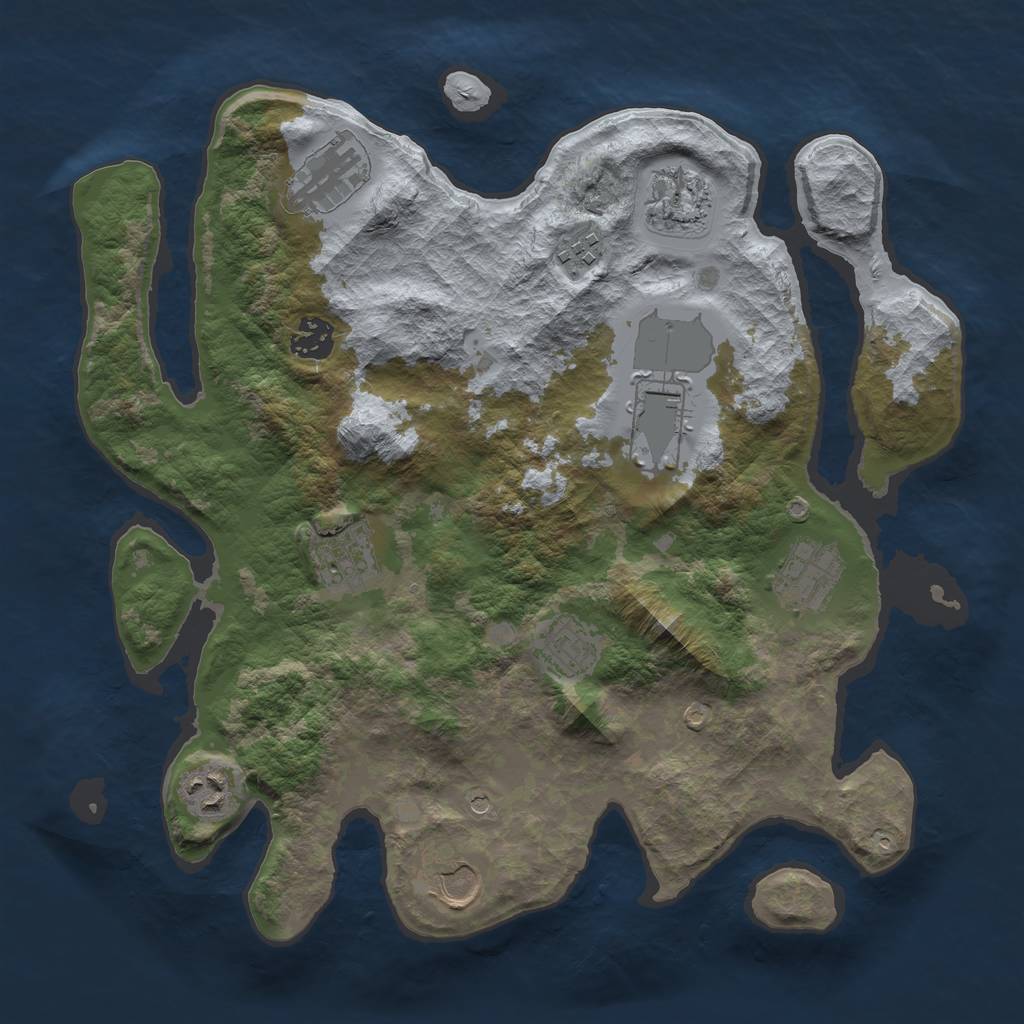 Rust Map: Barren, Size: 3500, Seed: 4516570, 13 Monuments