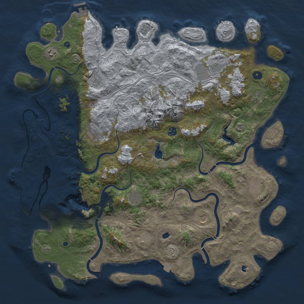 Rust Map: Procedural Map, Size: 5000, Seed: 2009478478, 17 Monuments