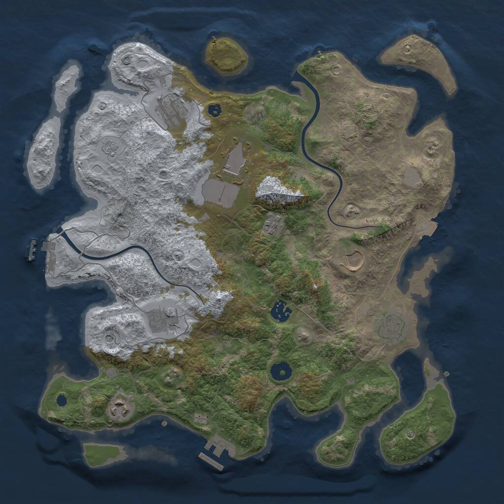 Rust Map: Procedural Map, Size: 3750, Seed: 106536648, 14 Monuments