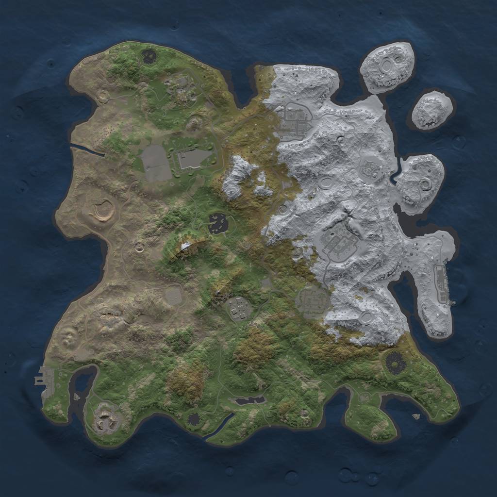 Rust Map: Procedural Map, Size: 3500, Seed: 200180630, 16 Monuments