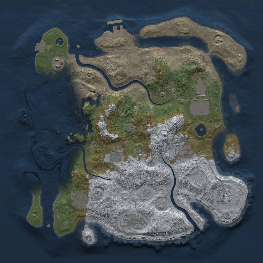 Rust Map: Procedural Map, Size: 3500, Seed: 29793875, 15 Monuments