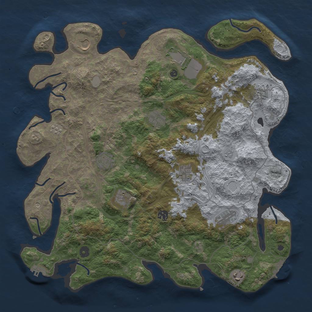 Rust Map: Procedural Map, Size: 4300, Seed: 1035931813, 18 Monuments