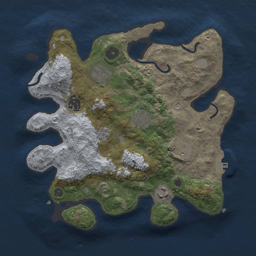 Rust Map: Procedural Map, Size: 3000, Seed: 2039068096, 12 Monuments