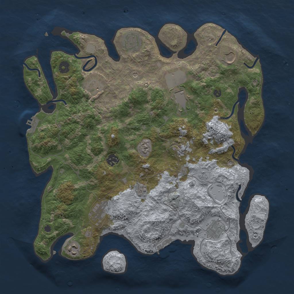Rust Map: Procedural Map, Size: 3750, Seed: 113079465, 17 Monuments