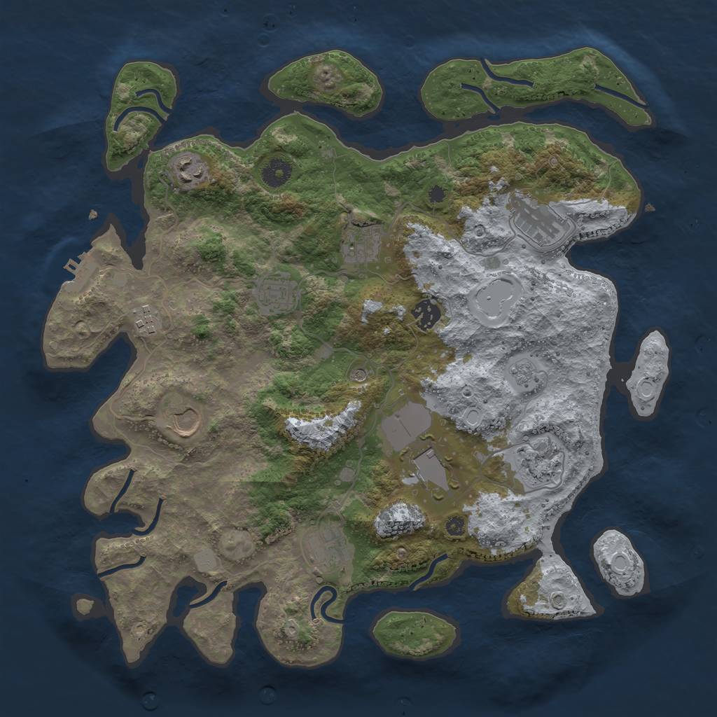Rust Map: Procedural Map, Size: 3750, Seed: 276710, 16 Monuments