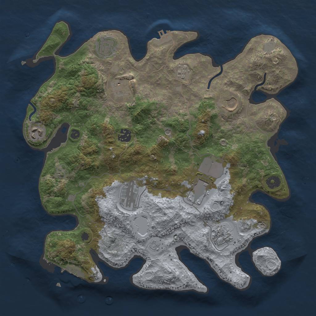Rust Map: Procedural Map, Size: 3500, Seed: 759624, 16 Monuments