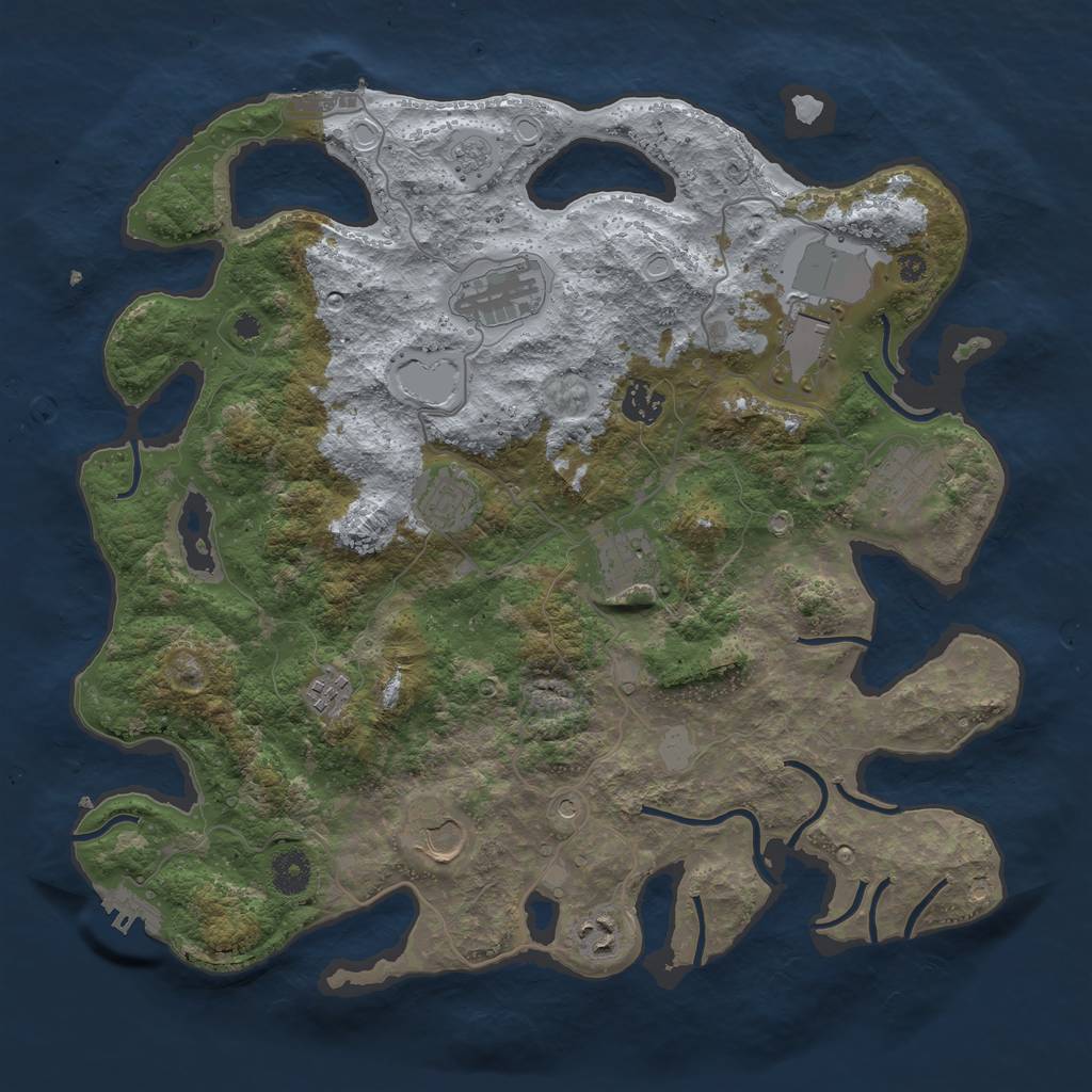 Rust Map: Procedural Map, Size: 3850, Seed: 215781044, 16 Monuments