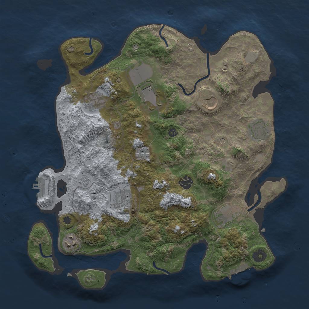Rust Map: Procedural Map, Size: 3500, Seed: 1181028844, 16 Monuments