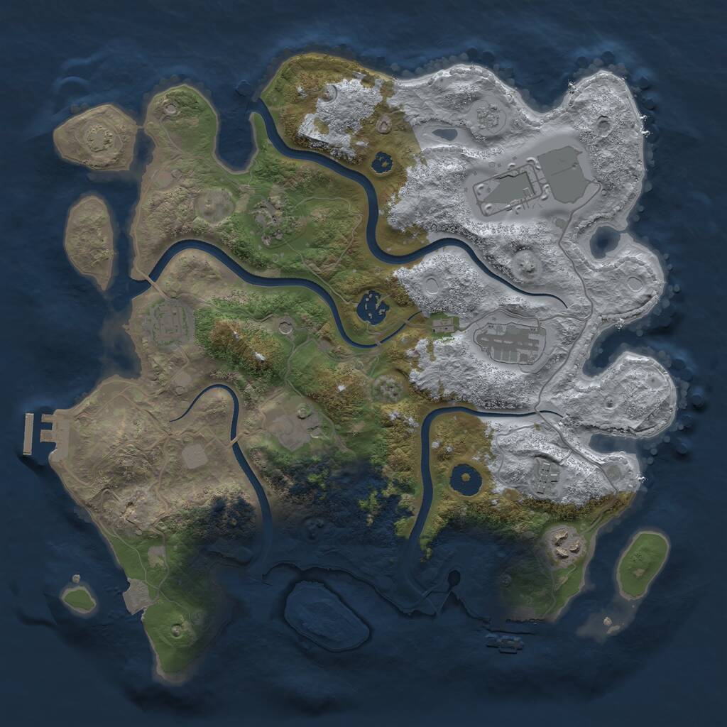 Rust Map: Procedural Map, Size: 3500, Seed: 433956610, 14 Monuments