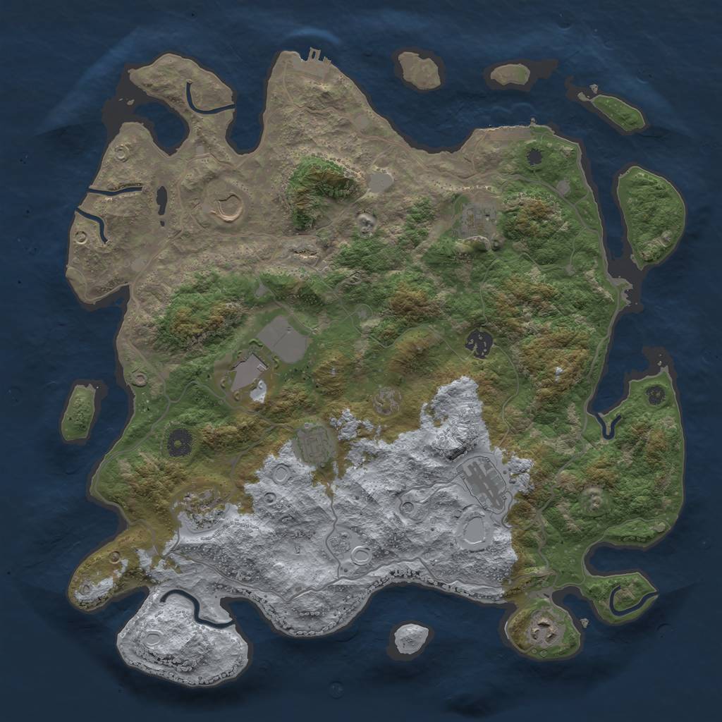 Rust Map: Procedural Map, Size: 4000, Seed: 725681355, 15 Monuments