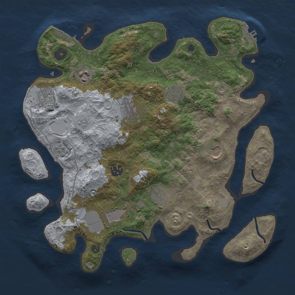 Rust Map: Procedural Map, Size: 3500, Seed: 606099441, 16 Monuments