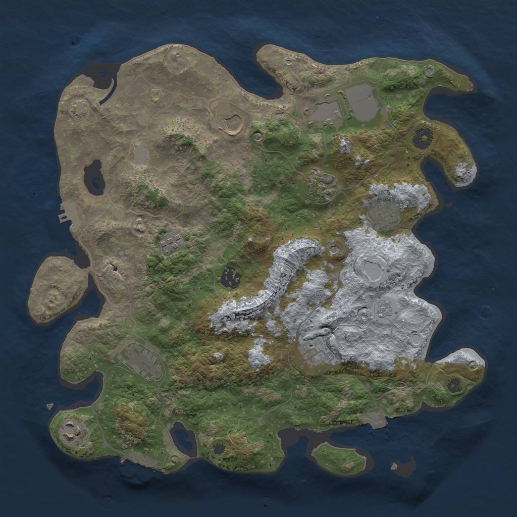 Rust Map: Procedural Map, Size: 3700, Seed: 1265048365, 17 Monuments