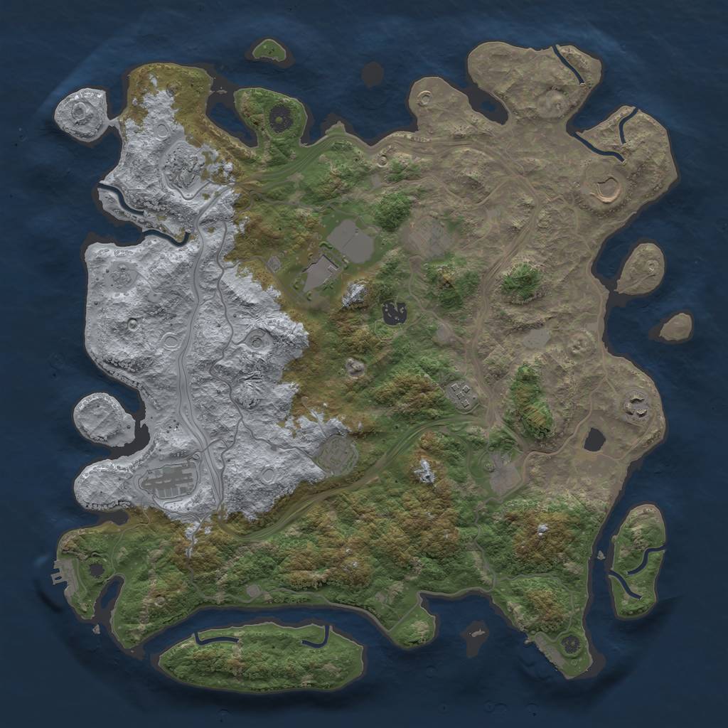 Rust Map: Procedural Map, Size: 4250, Seed: 102248588, 17 Monuments