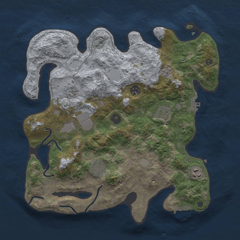 Rust Map: Procedural Map, Size: 3500, Seed: 76348, 14 Monuments