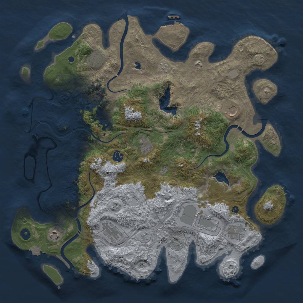 Rust Map: Procedural Map, Size: 4250, Seed: 1008221046, 14 Monuments