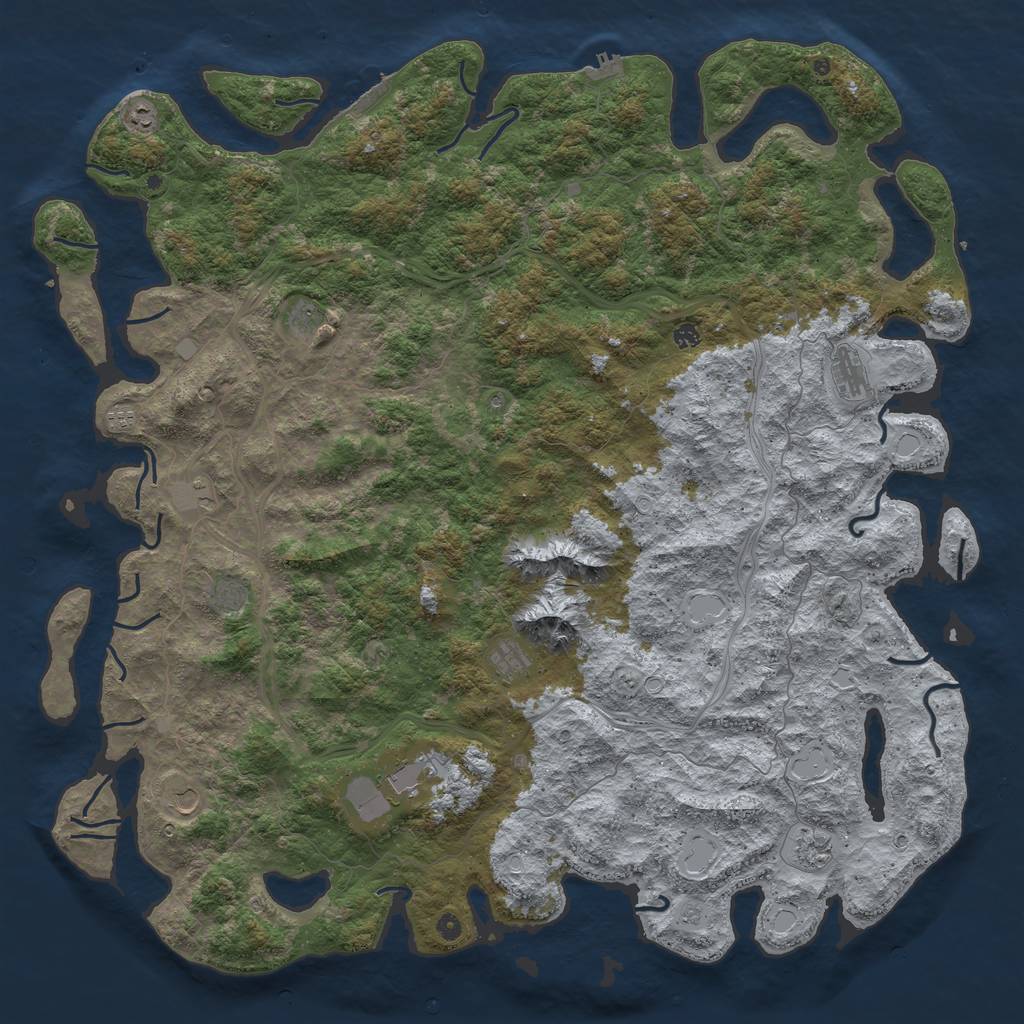 Rust Map: Procedural Map, Size: 6000, Seed: 42602063, 18 Monuments