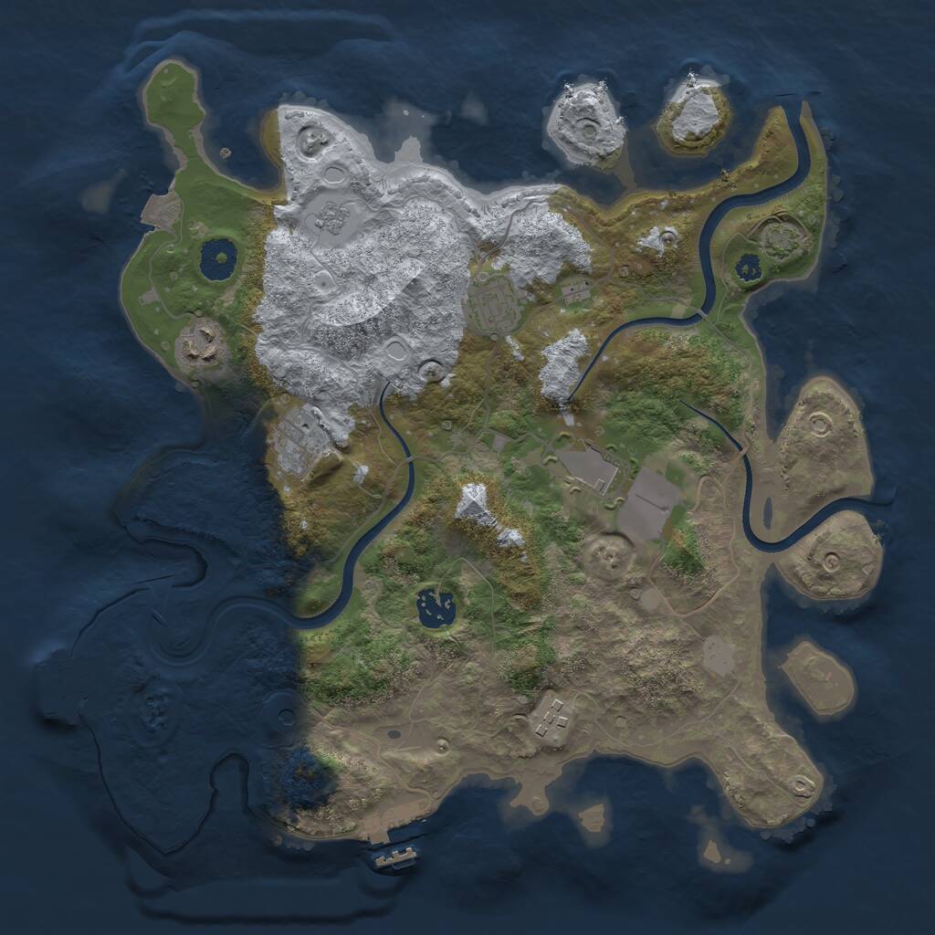 Rust Map: Procedural Map, Size: 3500, Seed: 1449355438, 12 Monuments