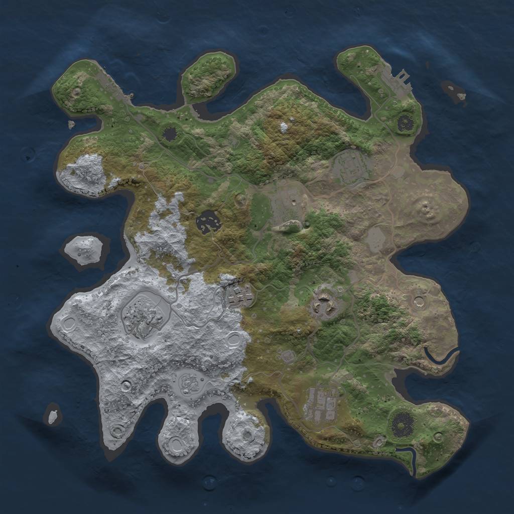 Rust Map: Procedural Map, Size: 3200, Seed: 667783, 14 Monuments