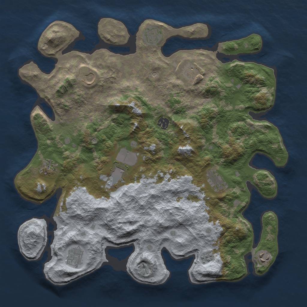 Rust Map: Barren, Size: 4000, Seed: 22330098, 13 Monuments