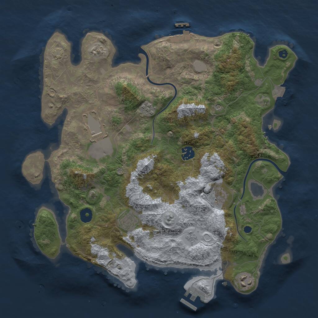 Rust Map: Procedural Map, Size: 3500, Seed: 2007488908, 12 Monuments