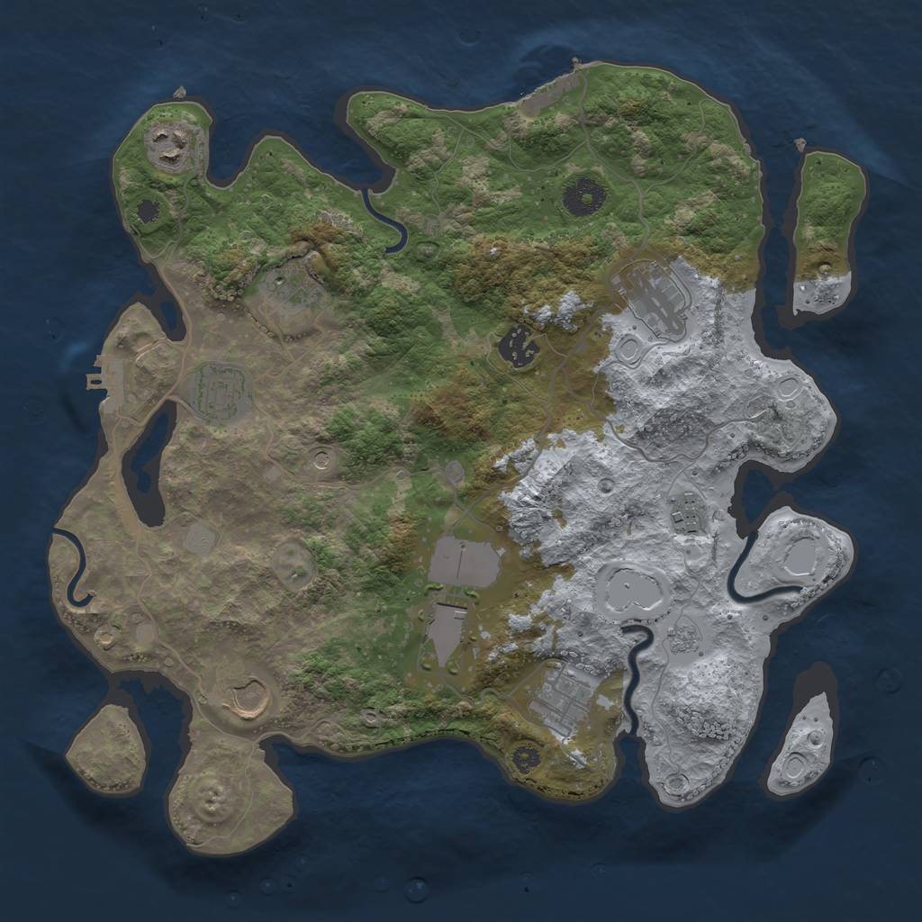 Rust Map: Procedural Map, Size: 3500, Seed: 1134522546, 16 Monuments