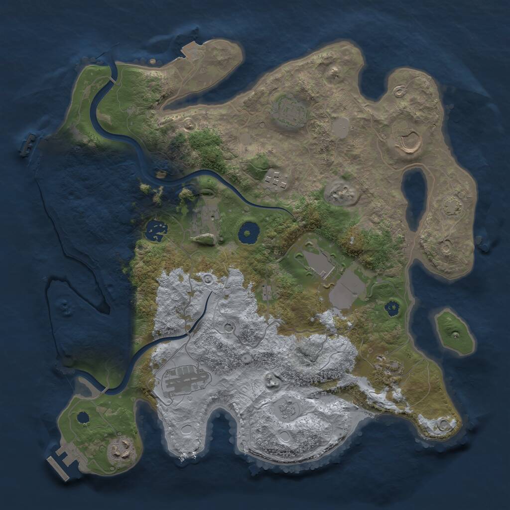 Rust Map: Procedural Map, Size: 3500, Seed: 31370216, 15 Monuments