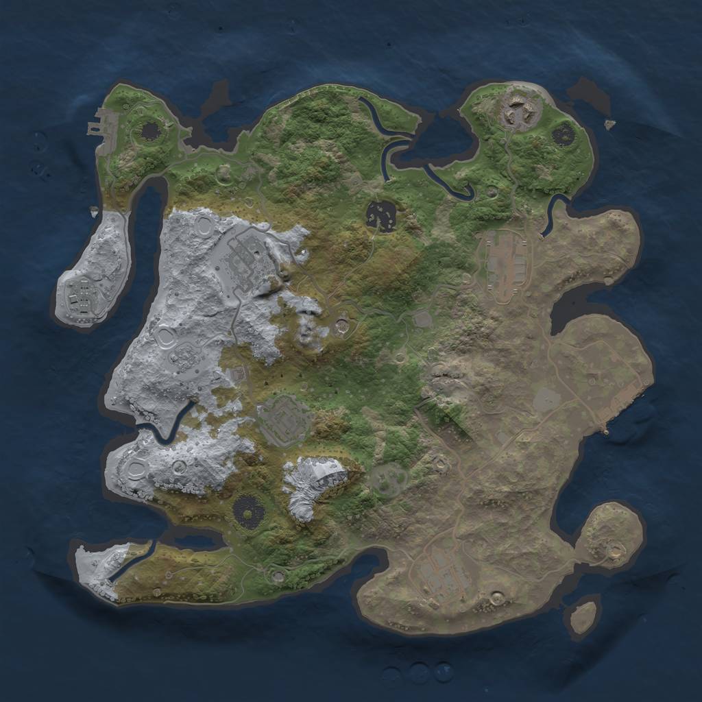 Rust Map: Procedural Map, Size: 3250, Seed: 203639073, 14 Monuments