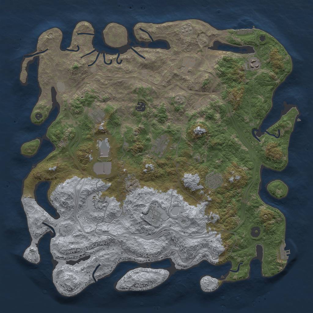 Rust Map: Procedural Map, Size: 4500, Seed: 2014059683, 17 Monuments