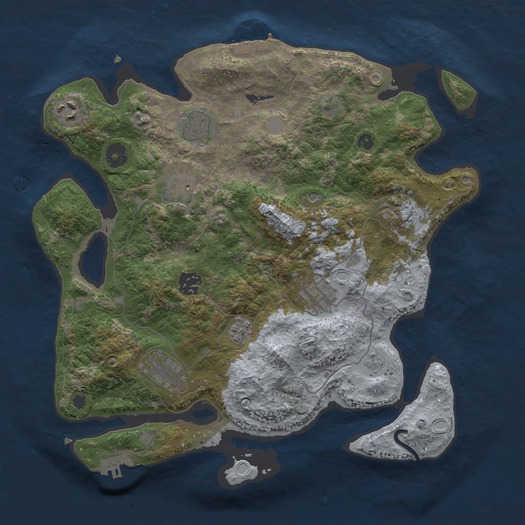 Rust Map: Procedural Map, Size: 3400, Seed: 2104322823, 15 Monuments