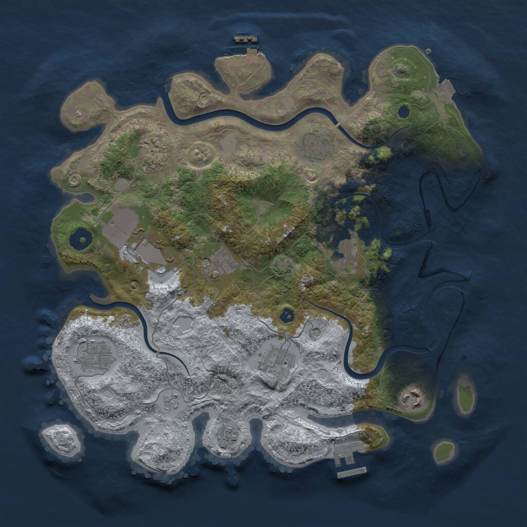 Rust Map: Procedural Map, Size: 3600, Seed: 1030820570, 15 Monuments