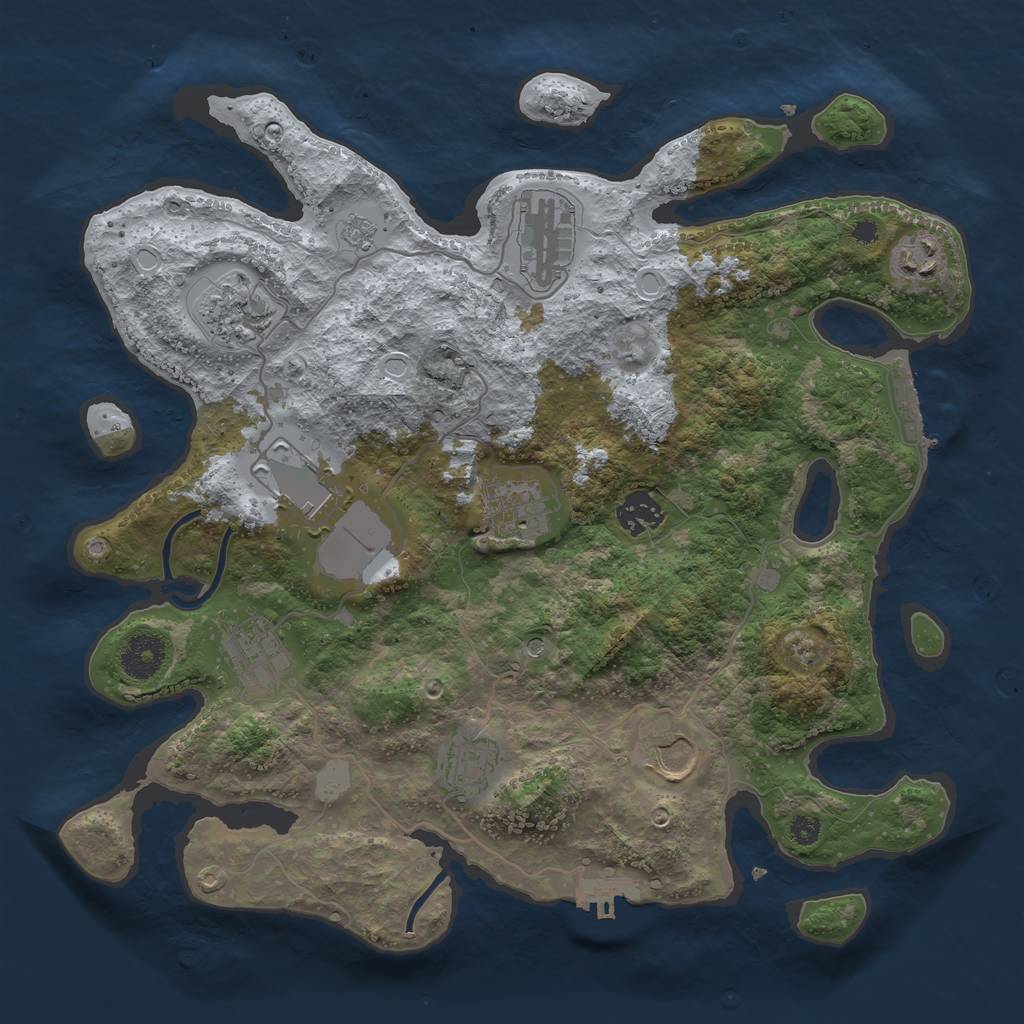 Rust Map: Procedural Map, Size: 3500, Seed: 325465920, 16 Monuments