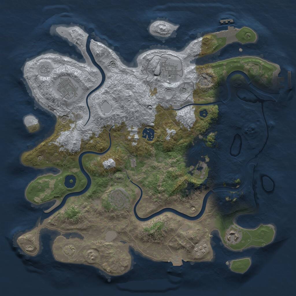 Rust Map: Procedural Map, Size: 3500, Seed: 325465920, 13 Monuments