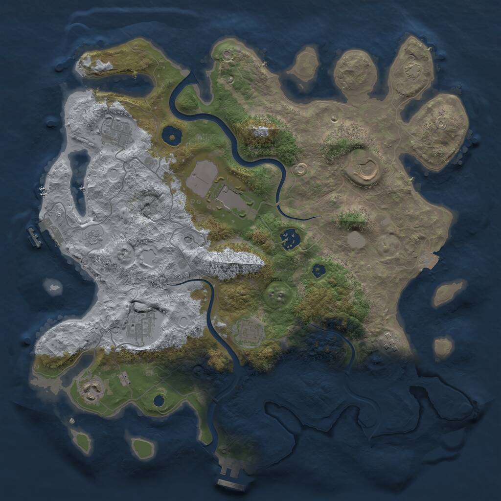 Rust Map: Procedural Map, Size: 3750, Seed: 581141825, 14 Monuments