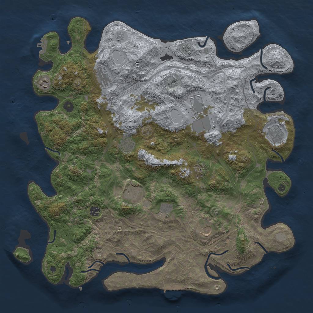 Rust Map: Procedural Map, Size: 4500, Seed: 400288029, 18 Monuments