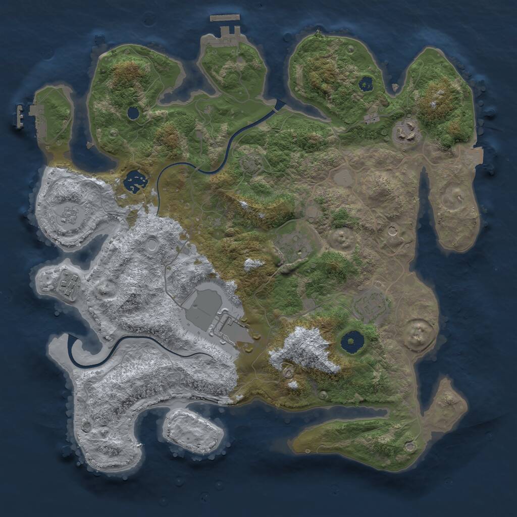 Rust Map: Procedural Map, Size: 3500, Seed: 1016137068, 12 Monuments