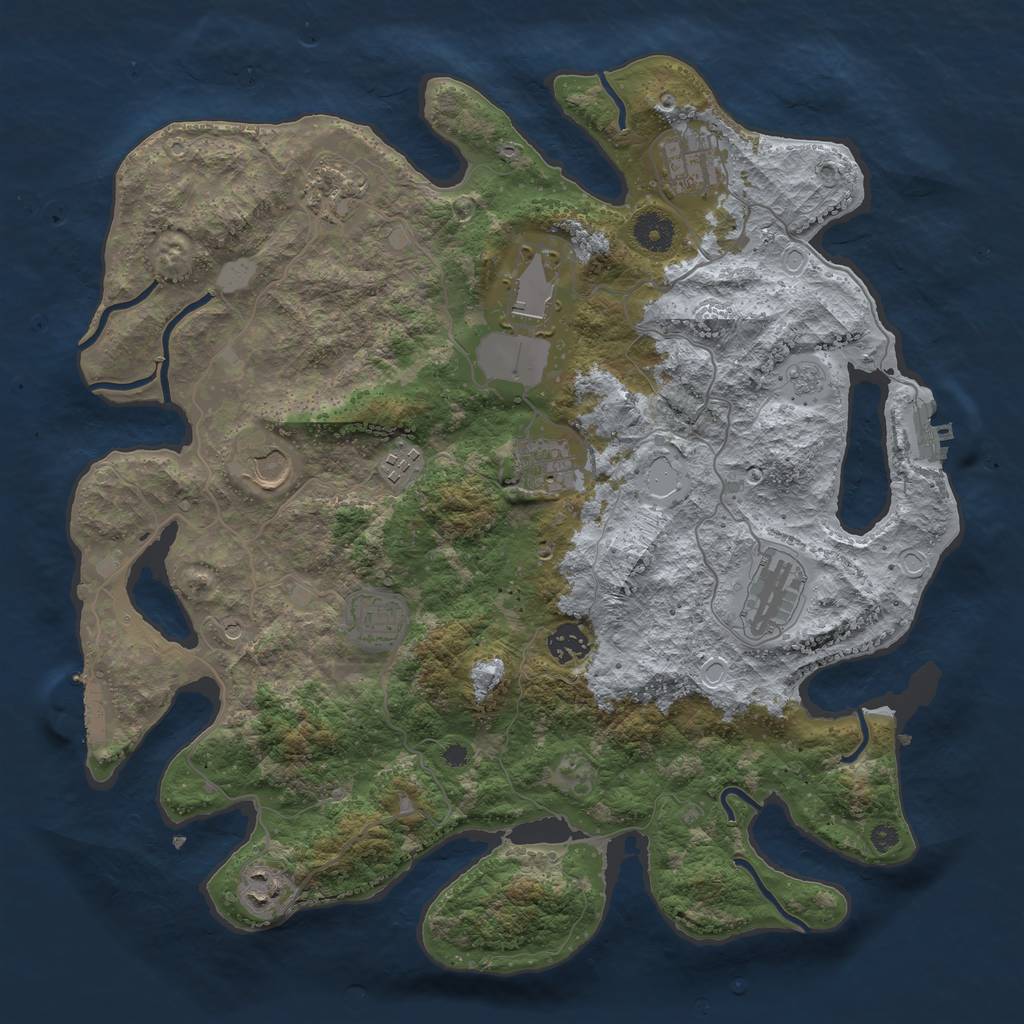 Rust Map: Procedural Map, Size: 3850, Seed: 1048124, 17 Monuments