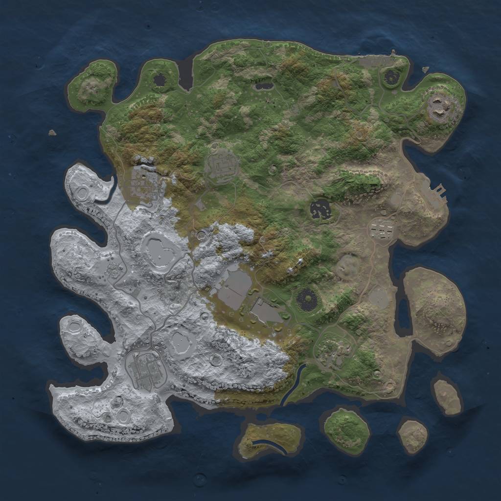 Rust Map: Procedural Map, Size: 3500, Seed: 214748654, 15 Monuments