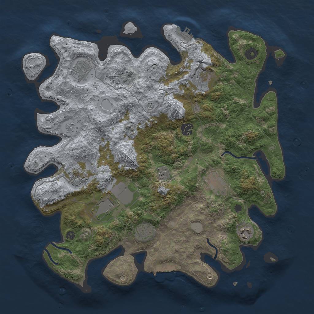 Rust Map: Procedural Map, Size: 3700, Seed: 15277364, 16 Monuments
