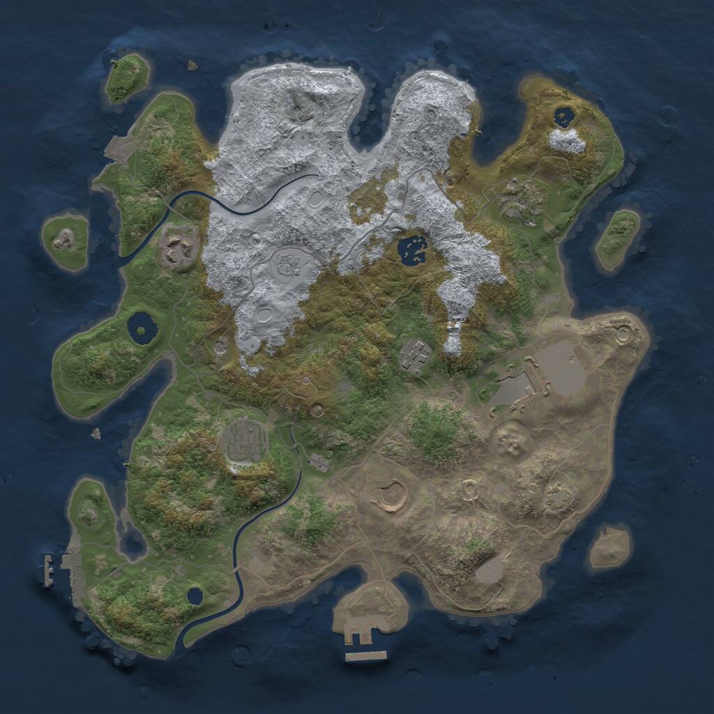 Rust Map: Procedural Map, Size: 3500, Seed: 92401835, 13 Monuments