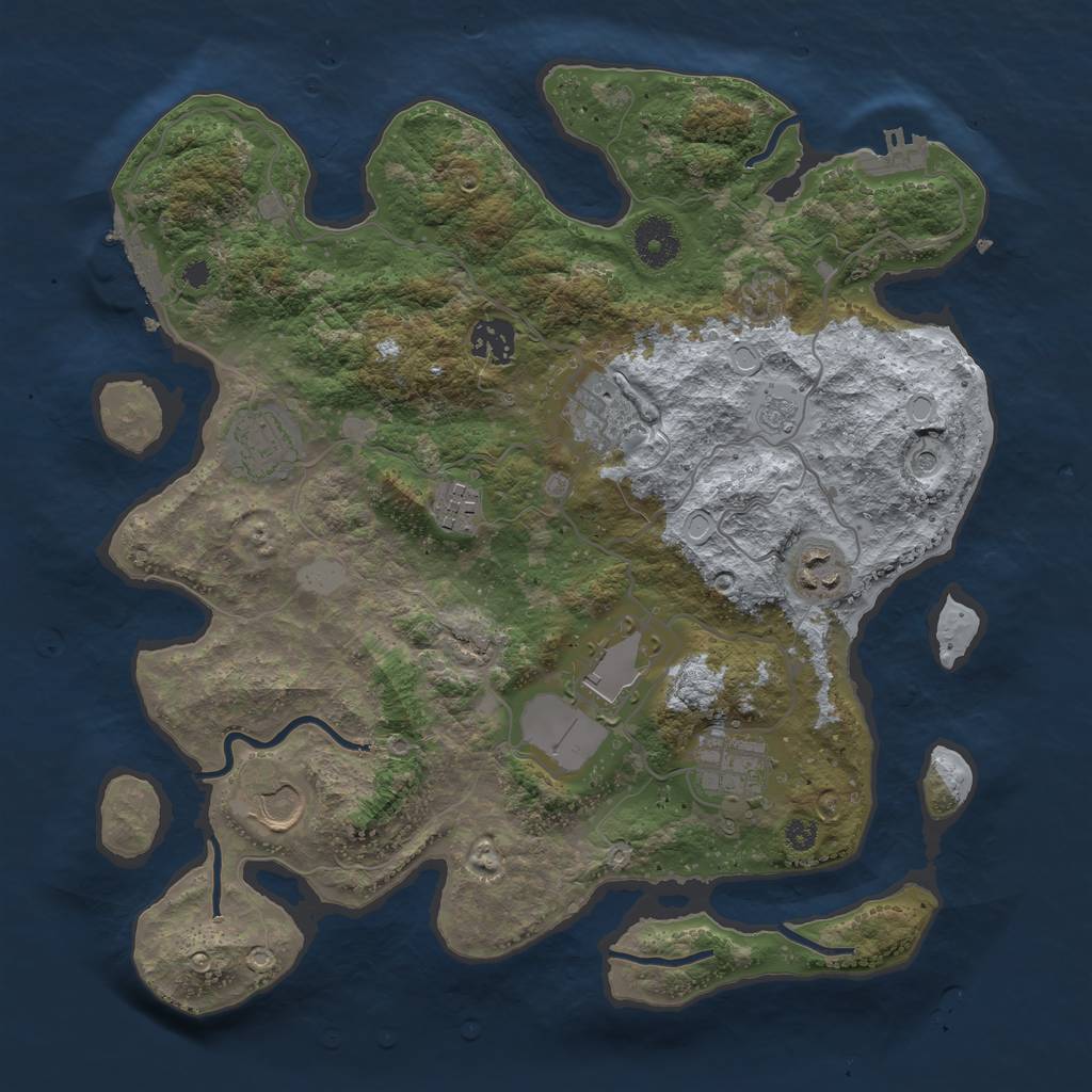 Rust Map: Procedural Map, Size: 3500, Seed: 1318950400, 15 Monuments