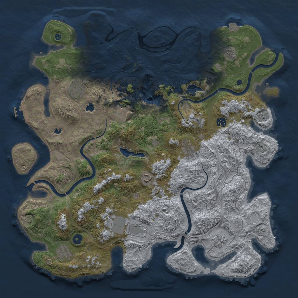 Rust Map: Procedural Map, Size: 4500, Seed: 1531300317, 15 Monuments