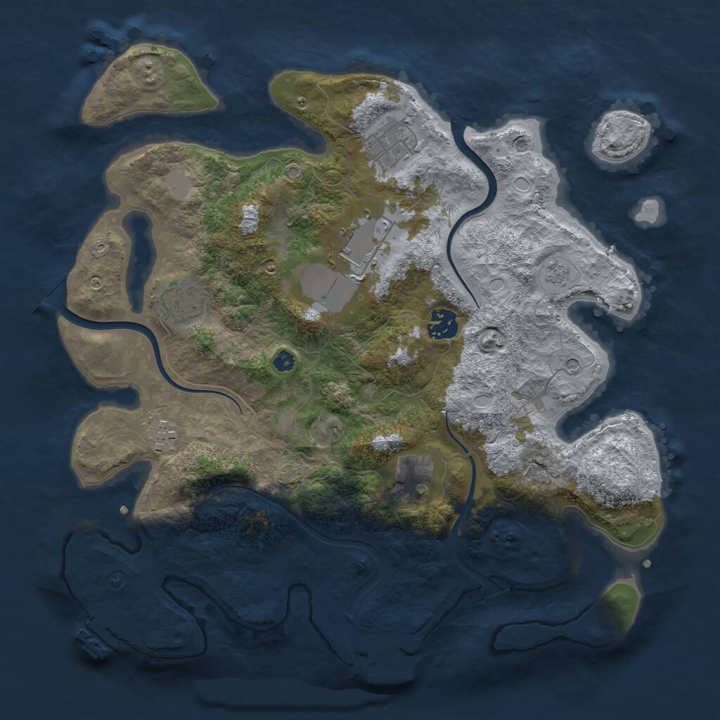 Rust Map: Procedural Map, Size: 3500, Seed: 1732702817, 12 Monuments