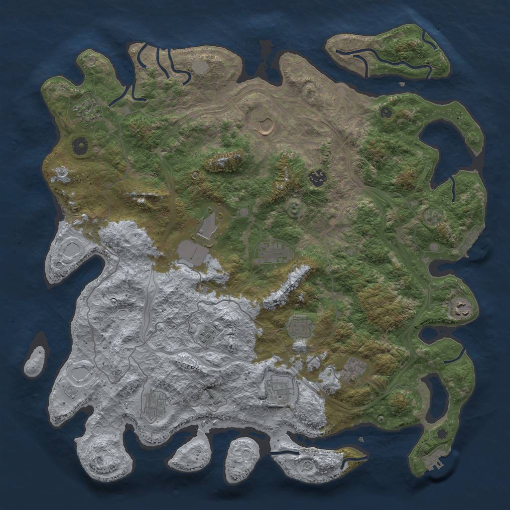 Rust Map: Procedural Map, Size: 4500, Seed: 294428971, 18 Monuments